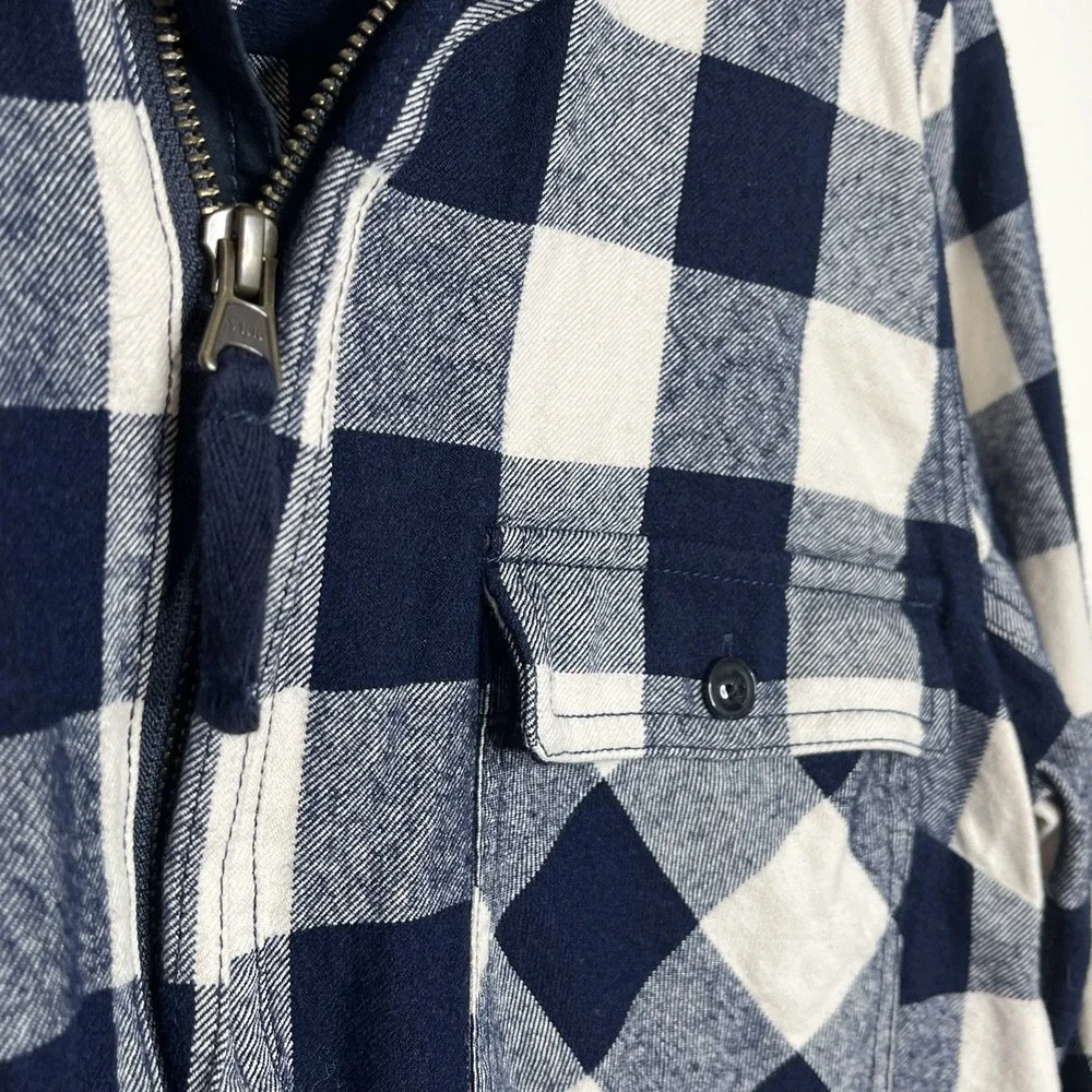 J Crew Buffalo Check Shirt Jacket Navy Womens Small Wool Cotton Shacket